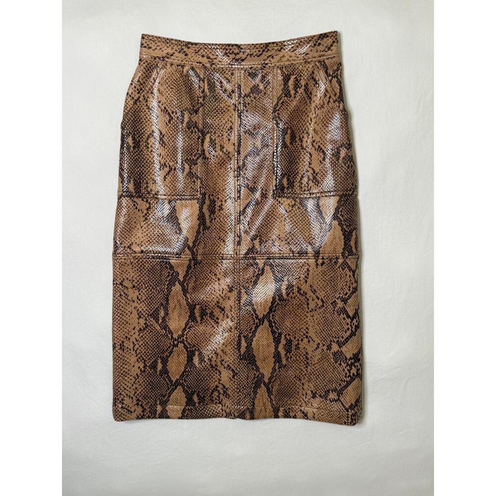 Snake Print Faux Leather Pencil Skirt US 0 High Waist